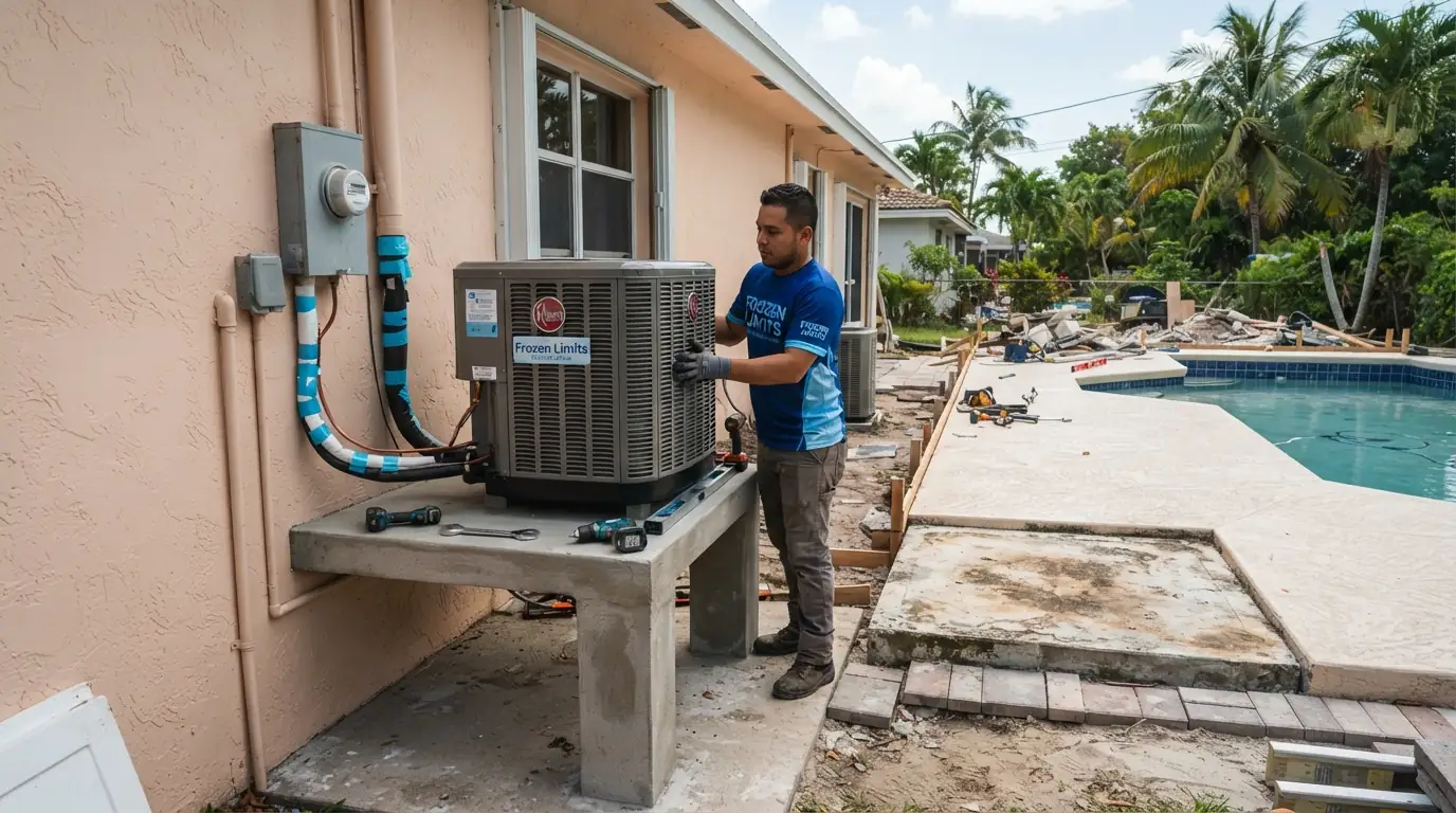 AC unit relocation for a pool project in Miami