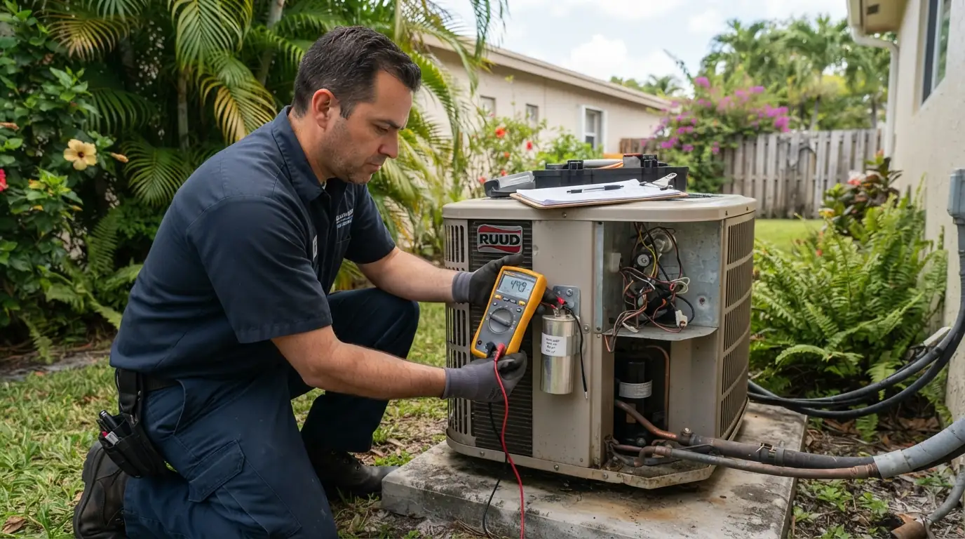 AC tune-up electrical test at a Miami home