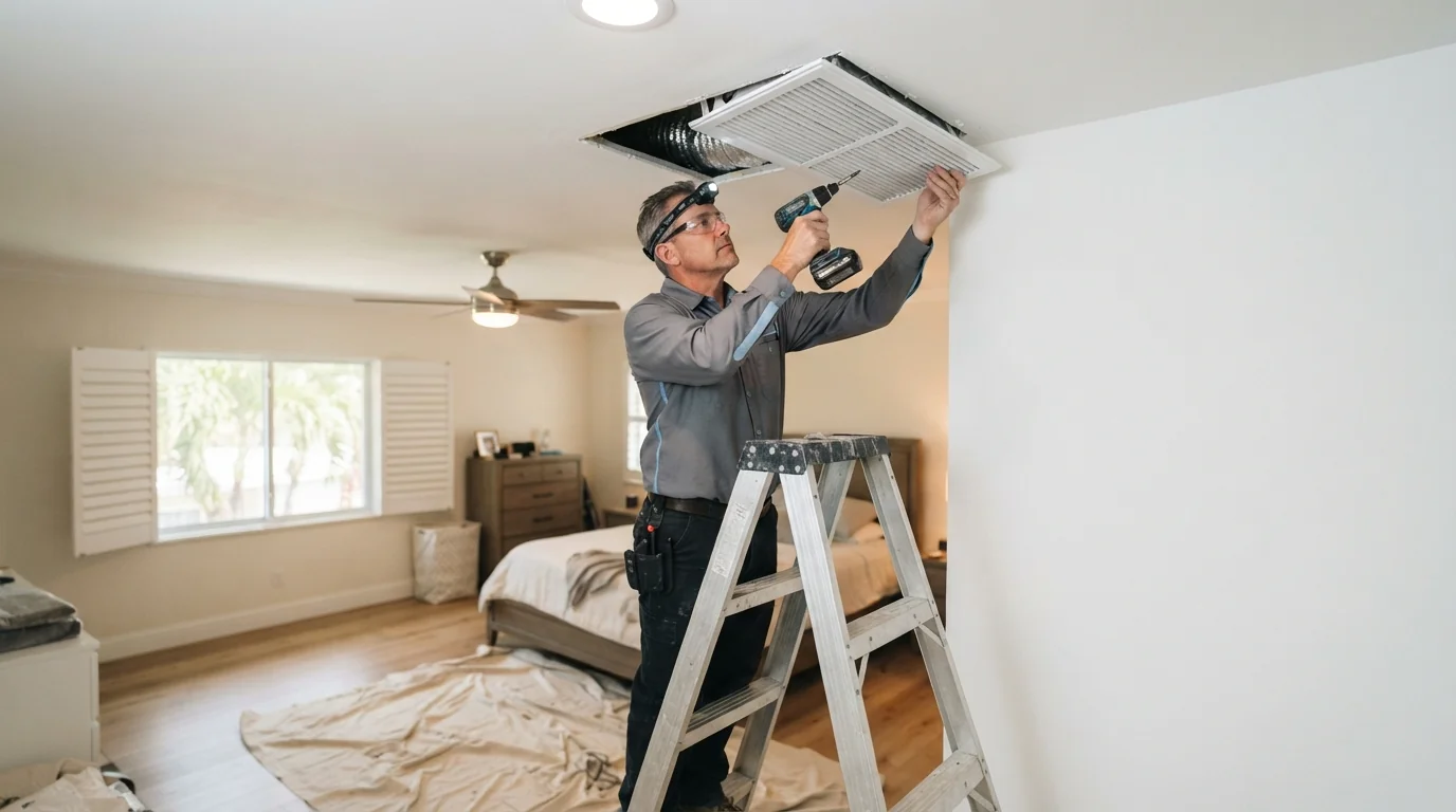 Adding a bedroom return during duct replacement in Miami