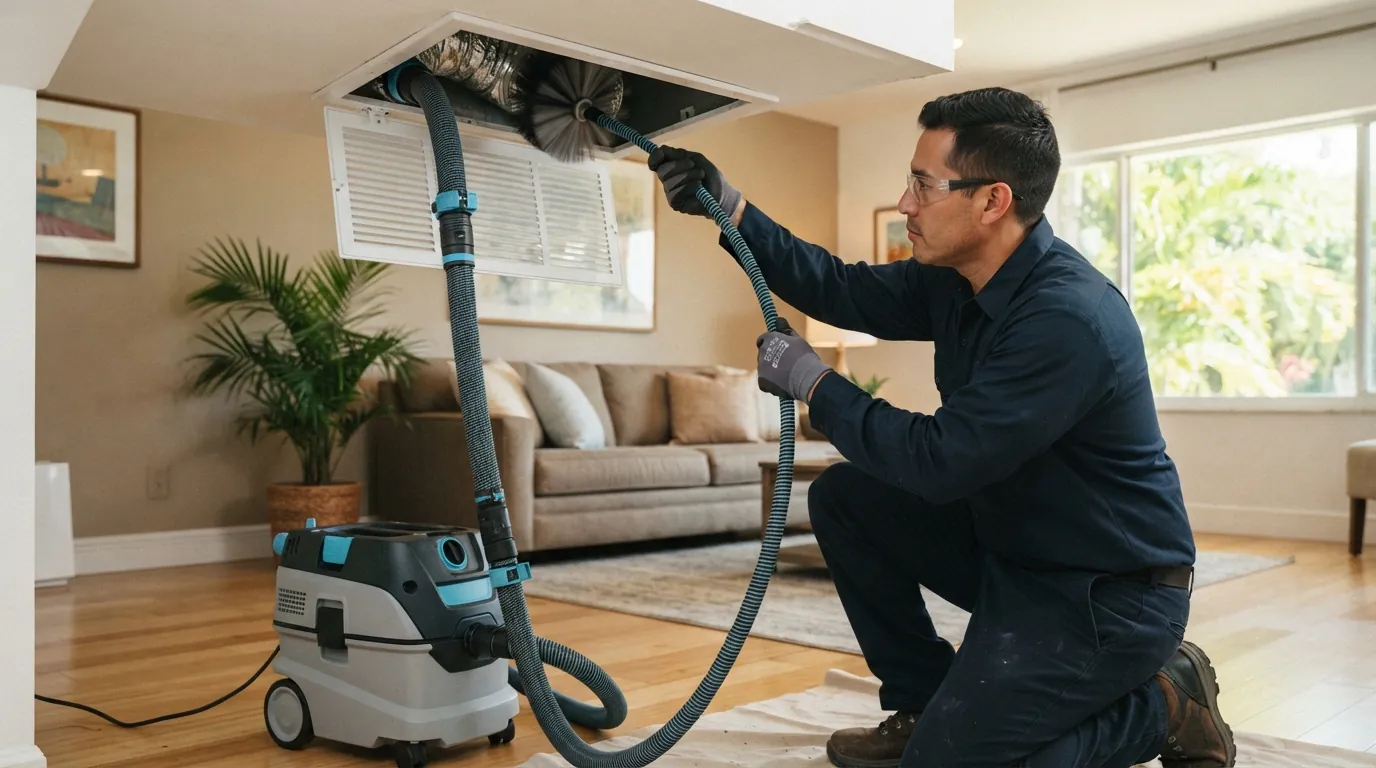 Air duct cleaning in a Miami home