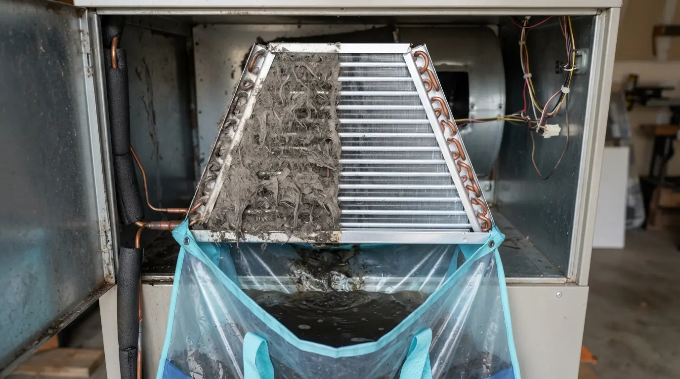 Evaporator coil cleaning inside a Miami air handler