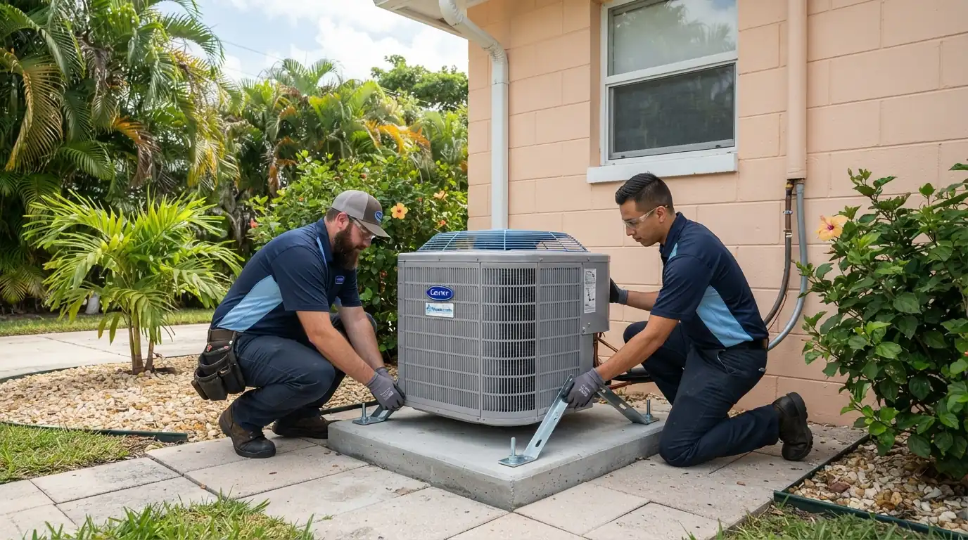 New AC system being installed at a Miami home