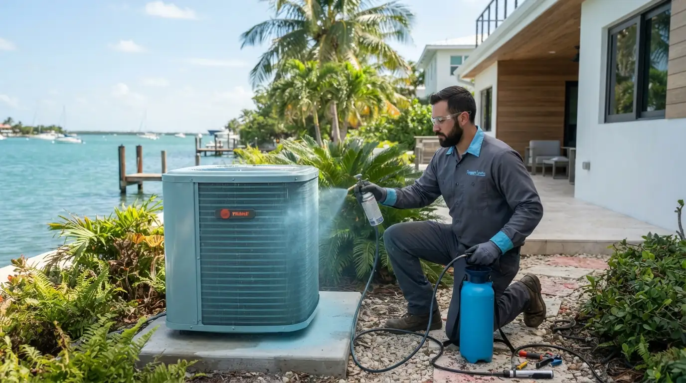 Coastal condenser coil coating near Biscayne Bay in Miami