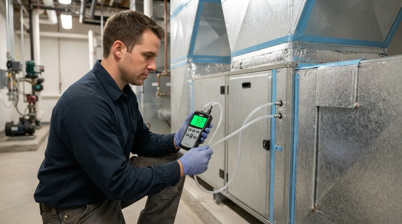 Static pressure check on a zoned AC system in Miami