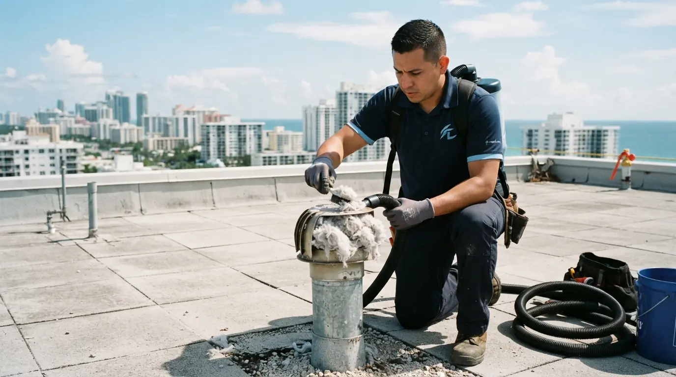 Roof dryer vent termination cleaned in Miami
