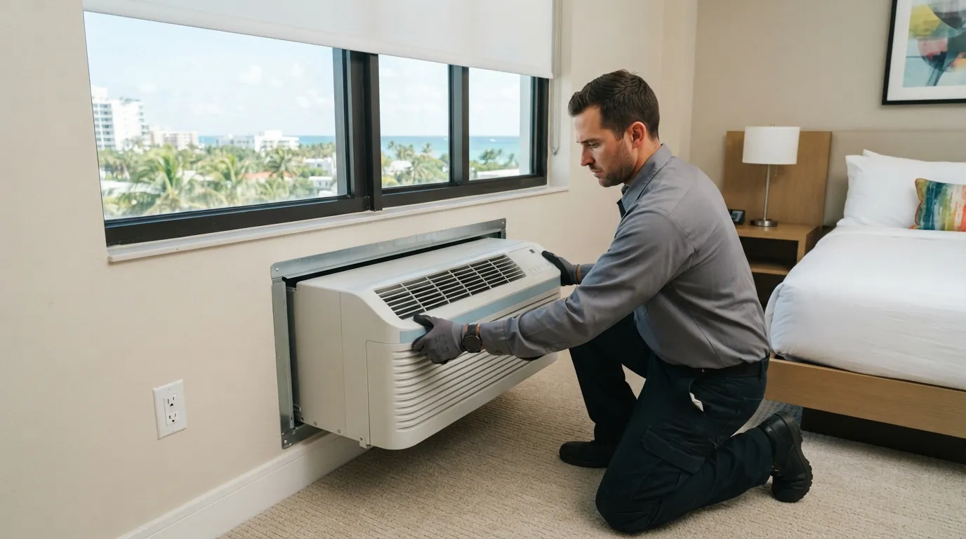 PTAC replacement in a Miami hotel room