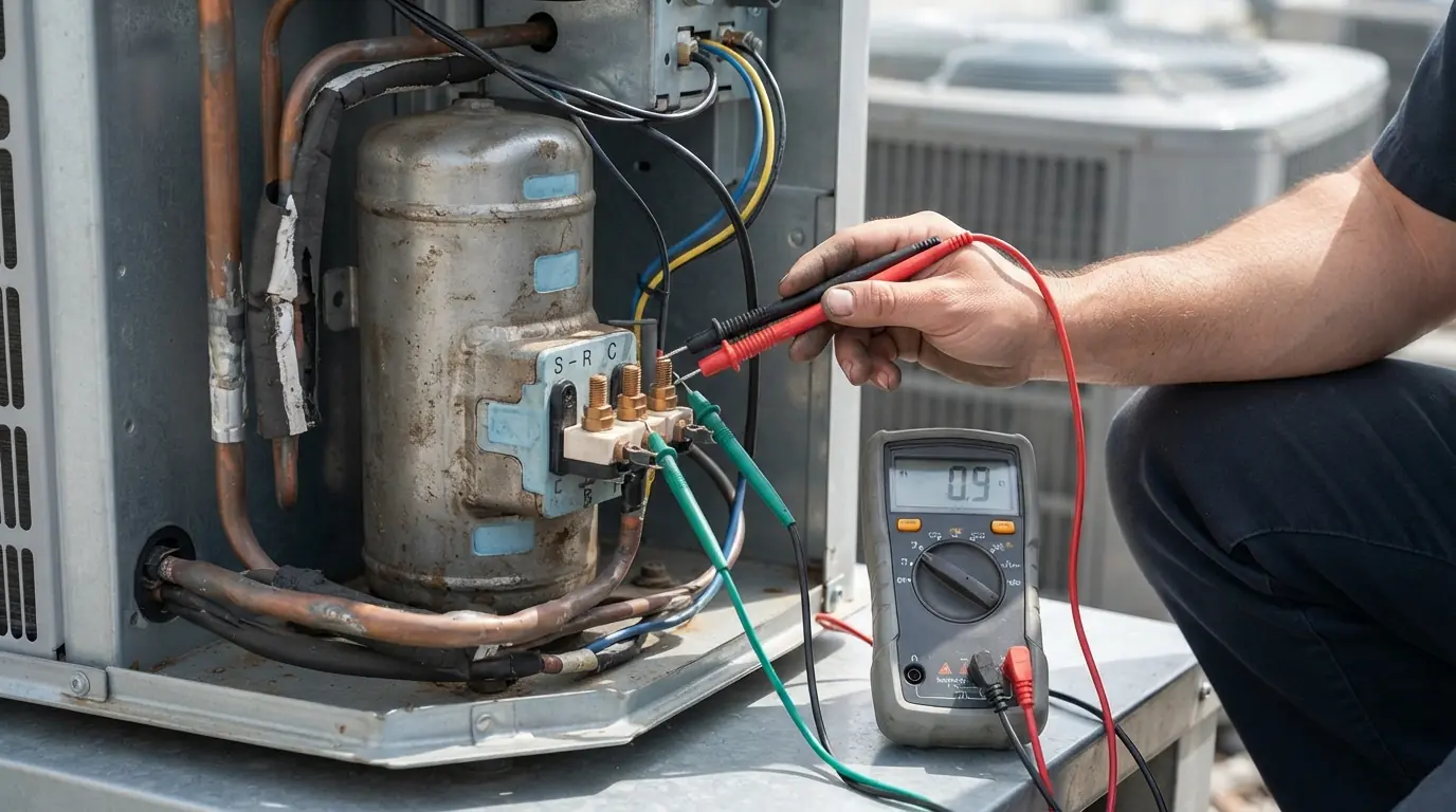 Testing compressor windings on an AC that will not start in Miami