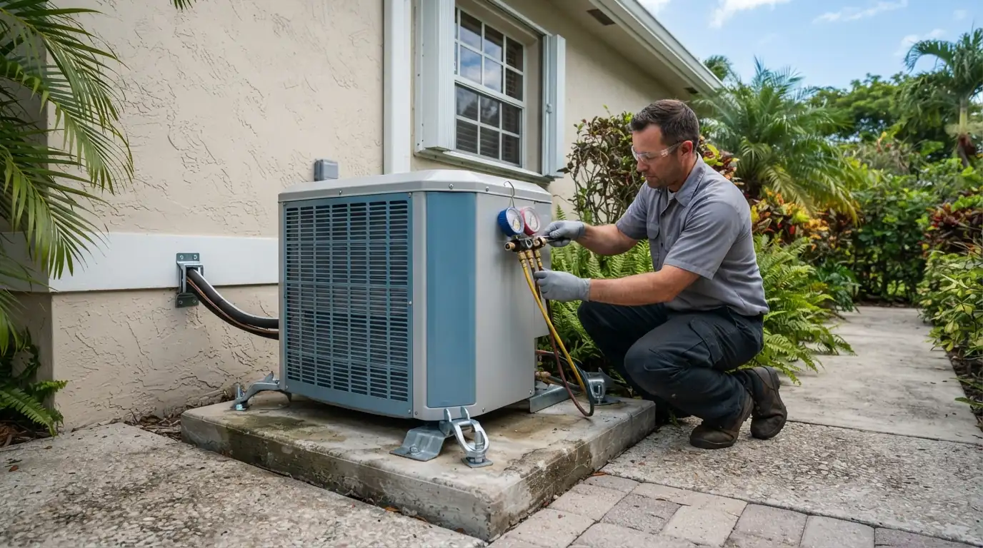 Heat pump installation at a Miami home