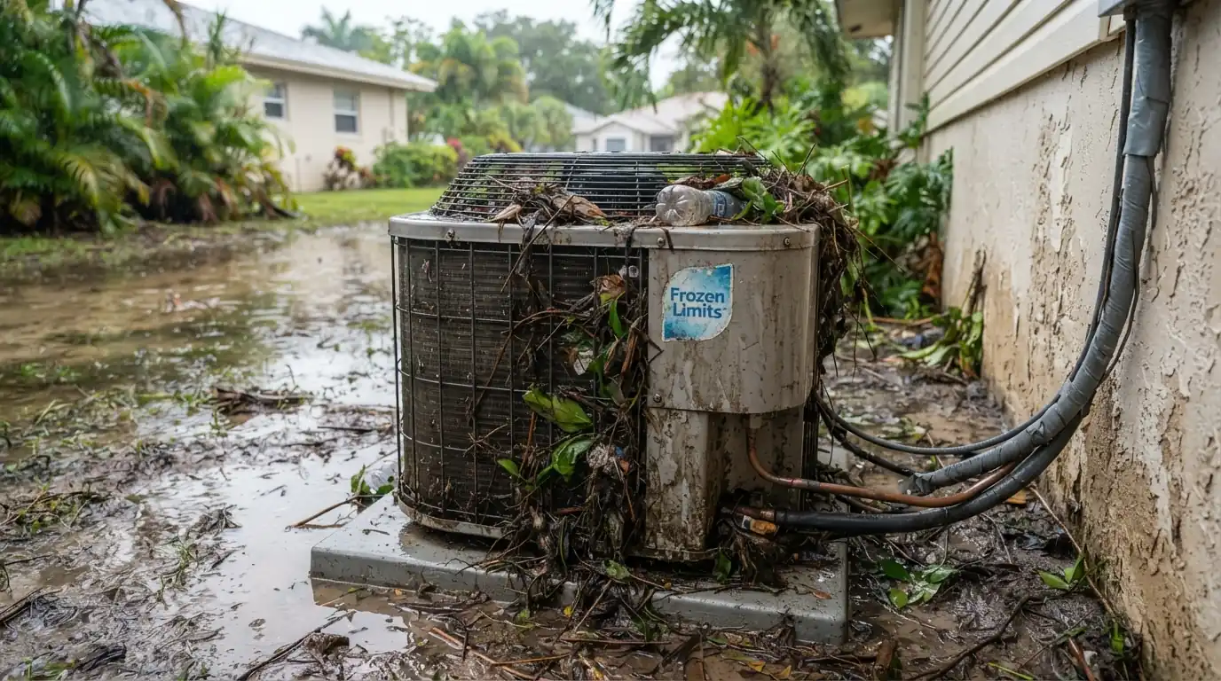 Post-storm AC inspection after flooding in Miami