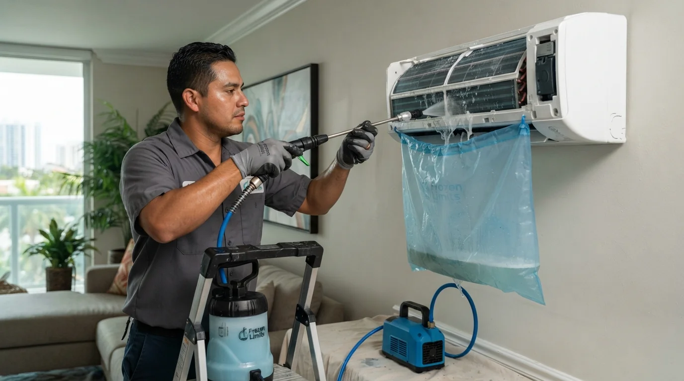 Mini split repair and cleaning in a Miami condo
