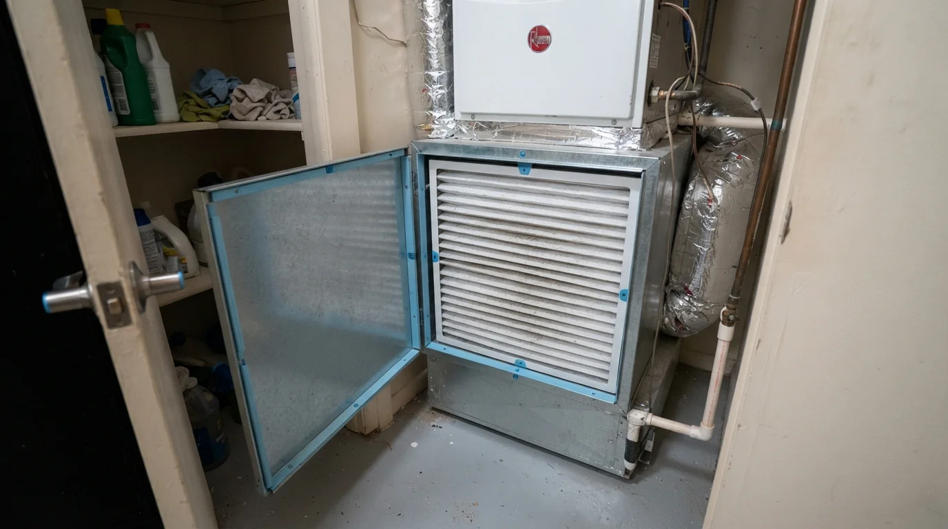 Media filter cabinet installed on a Miami air handler