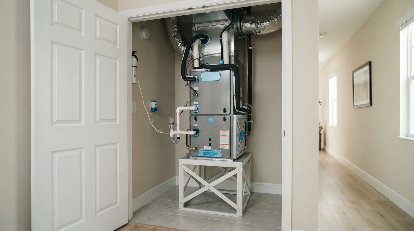 Closet air handler replacement in a Miami home