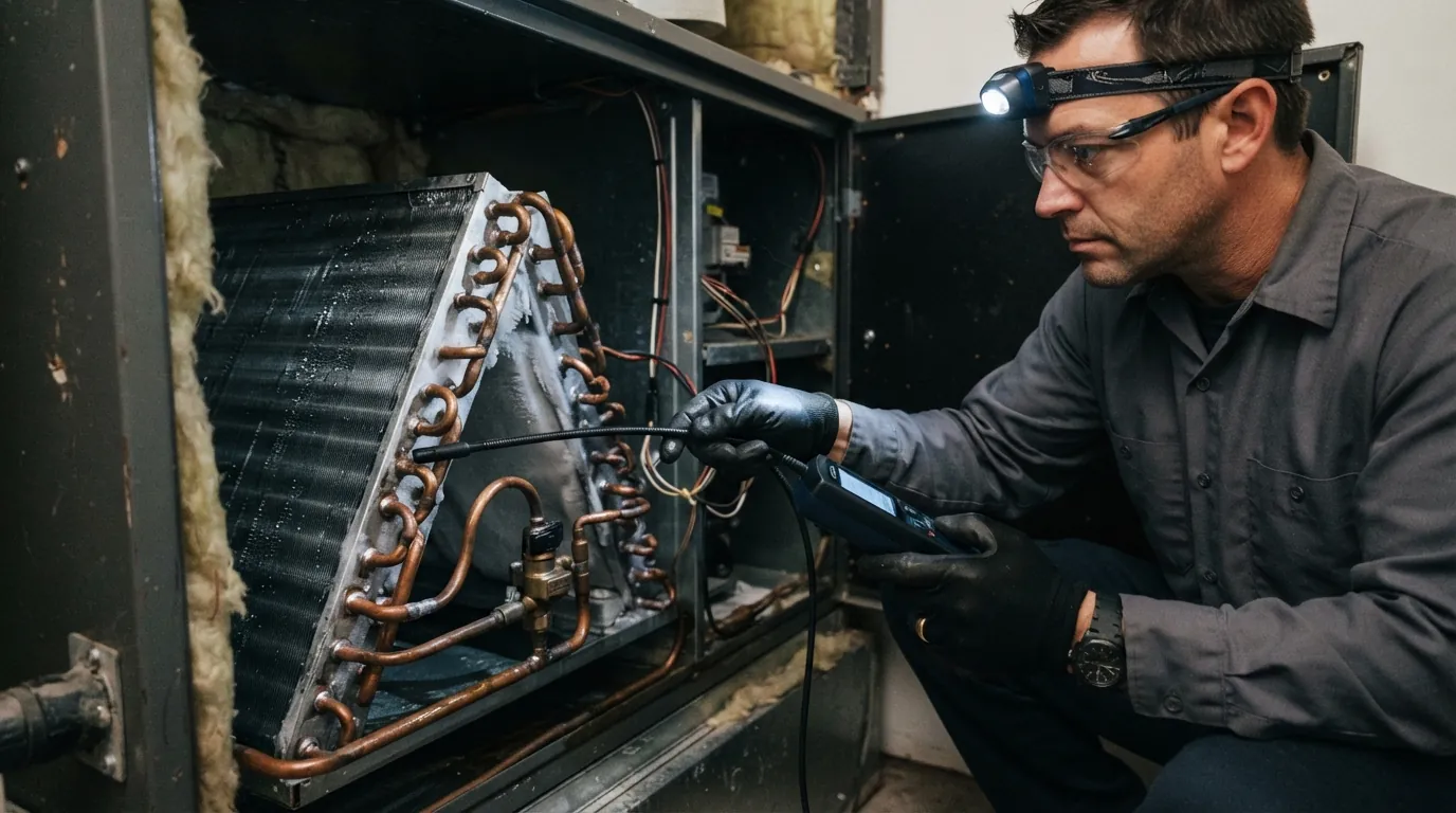 Electronic leak detector search on a Miami evaporator coil
