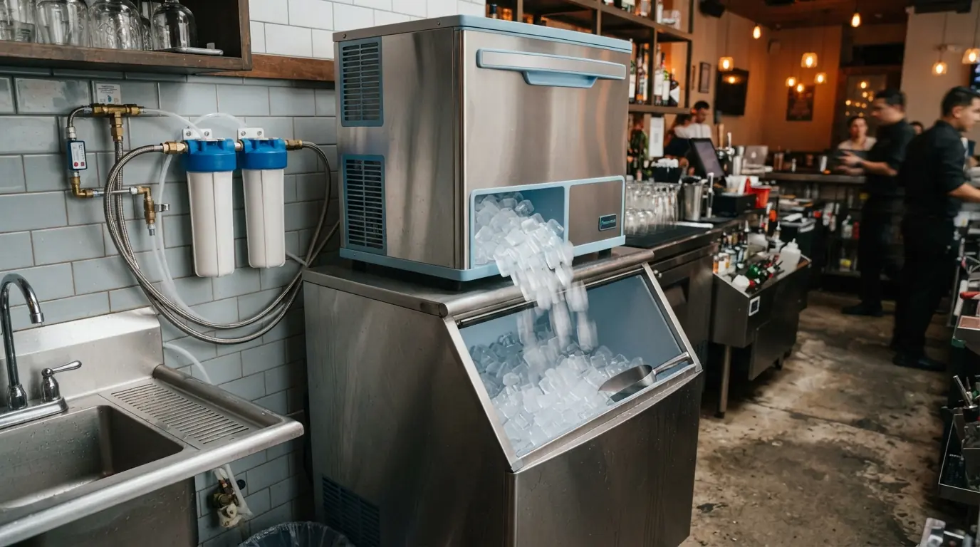 Ice machine installation at a Miami bar