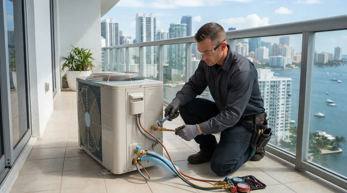 Condo balcony condenser replacement in Miami
