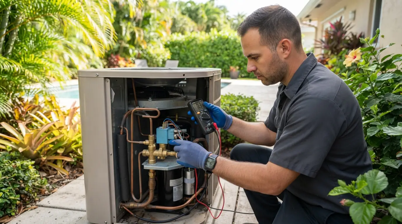 Heat pump reversing valve repair in Miami