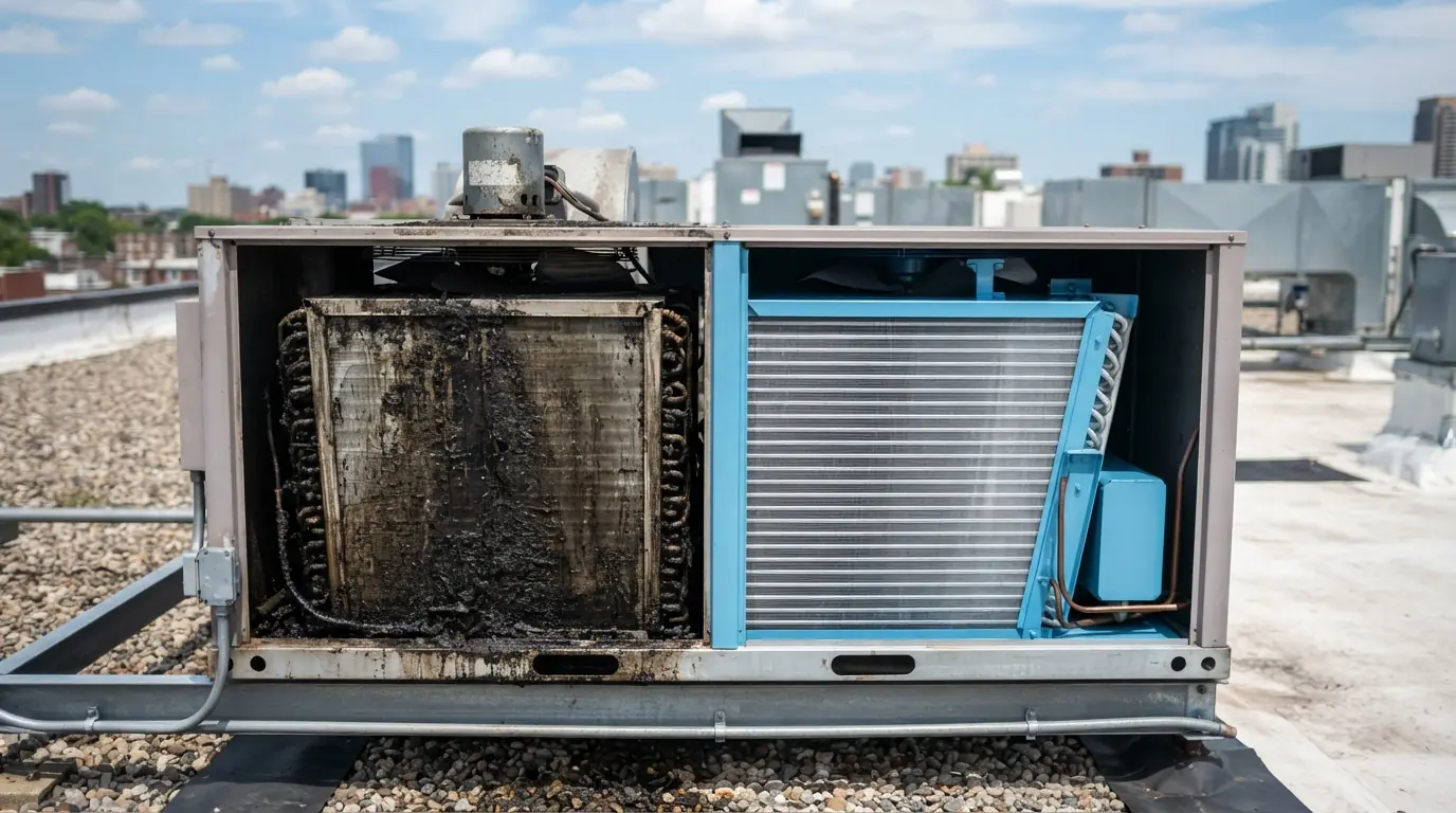Walk-in condensing unit coil cleaning in Miami
